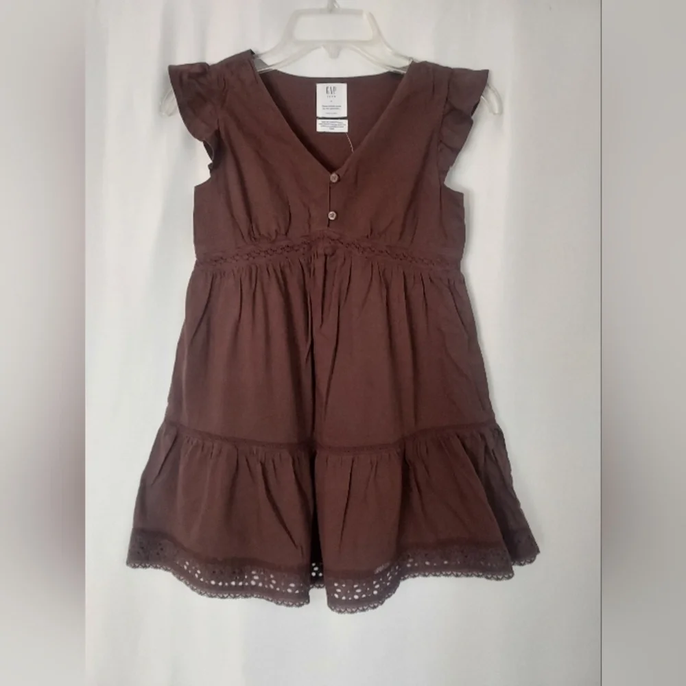 Gap Teen Cap Sleeves Brown Tiered Dress. Size 8